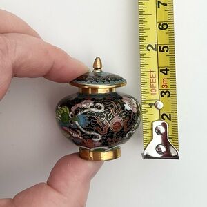 Vintage Cloisonné Enamel Dragon Ginger Jar with Lid Chinese Miniature